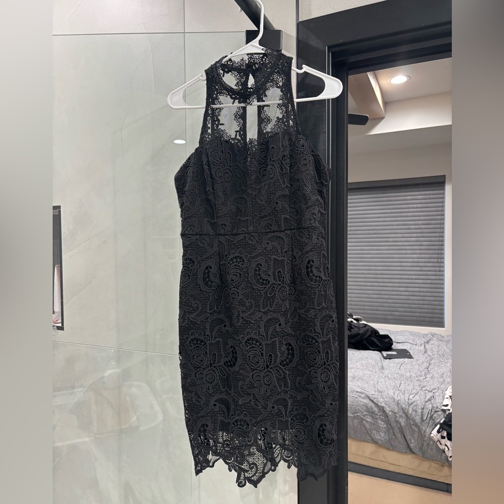 Nikibiki Black Lace Halter Midi Dress